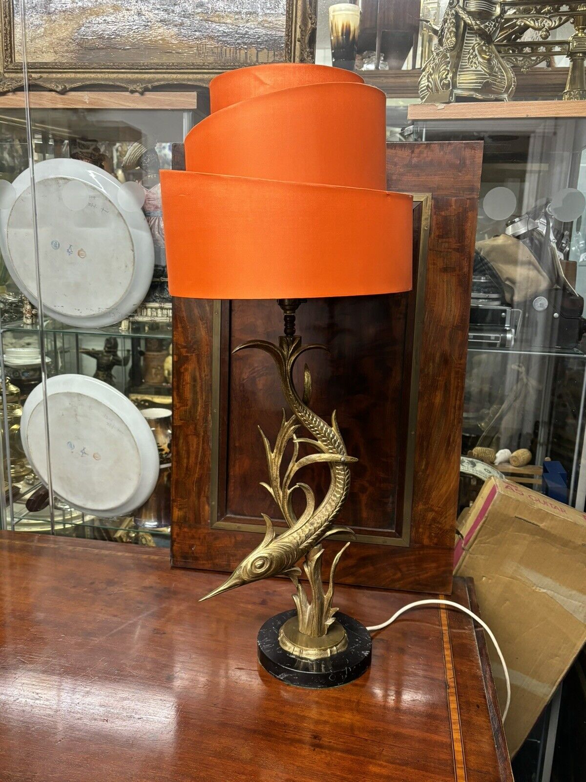 Mid Century Brass Swordfish Lamp