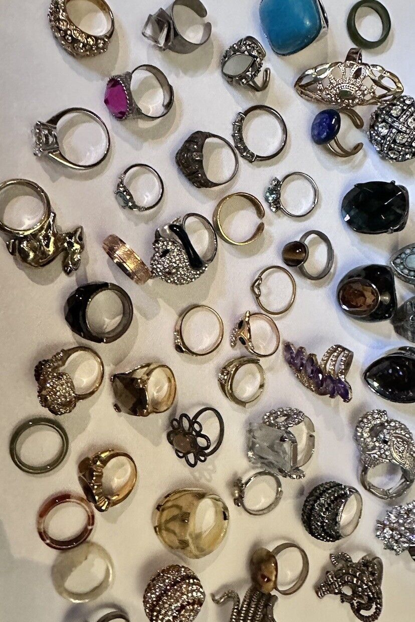 10 vintage store costume jewelry stretch rings