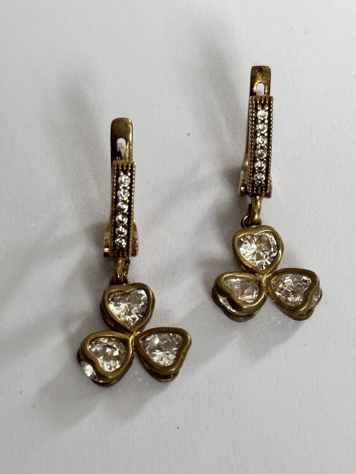 Vintage Clover Diamanté Drop Earrings