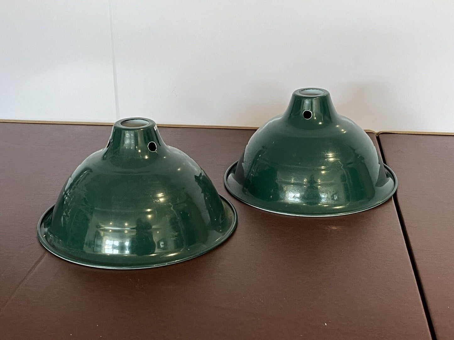 Pair Of Green Metal Light Shades