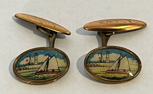 Vintage Cufflinks With Yachts