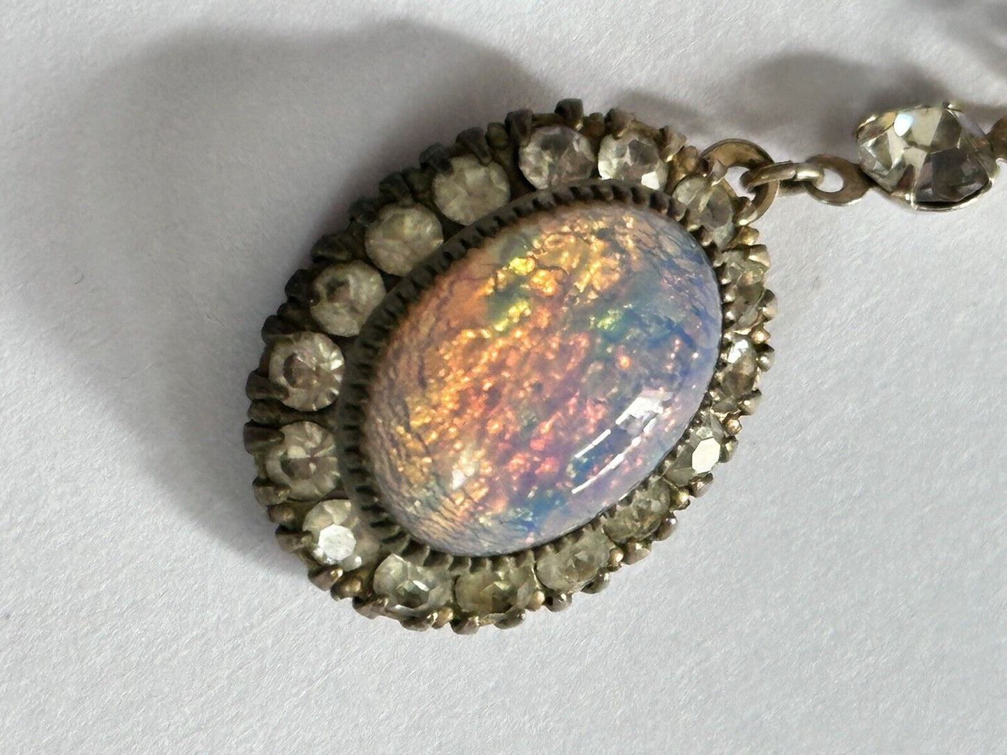 Vintage Dragons Breath Foiled Paste Pendant Necklace