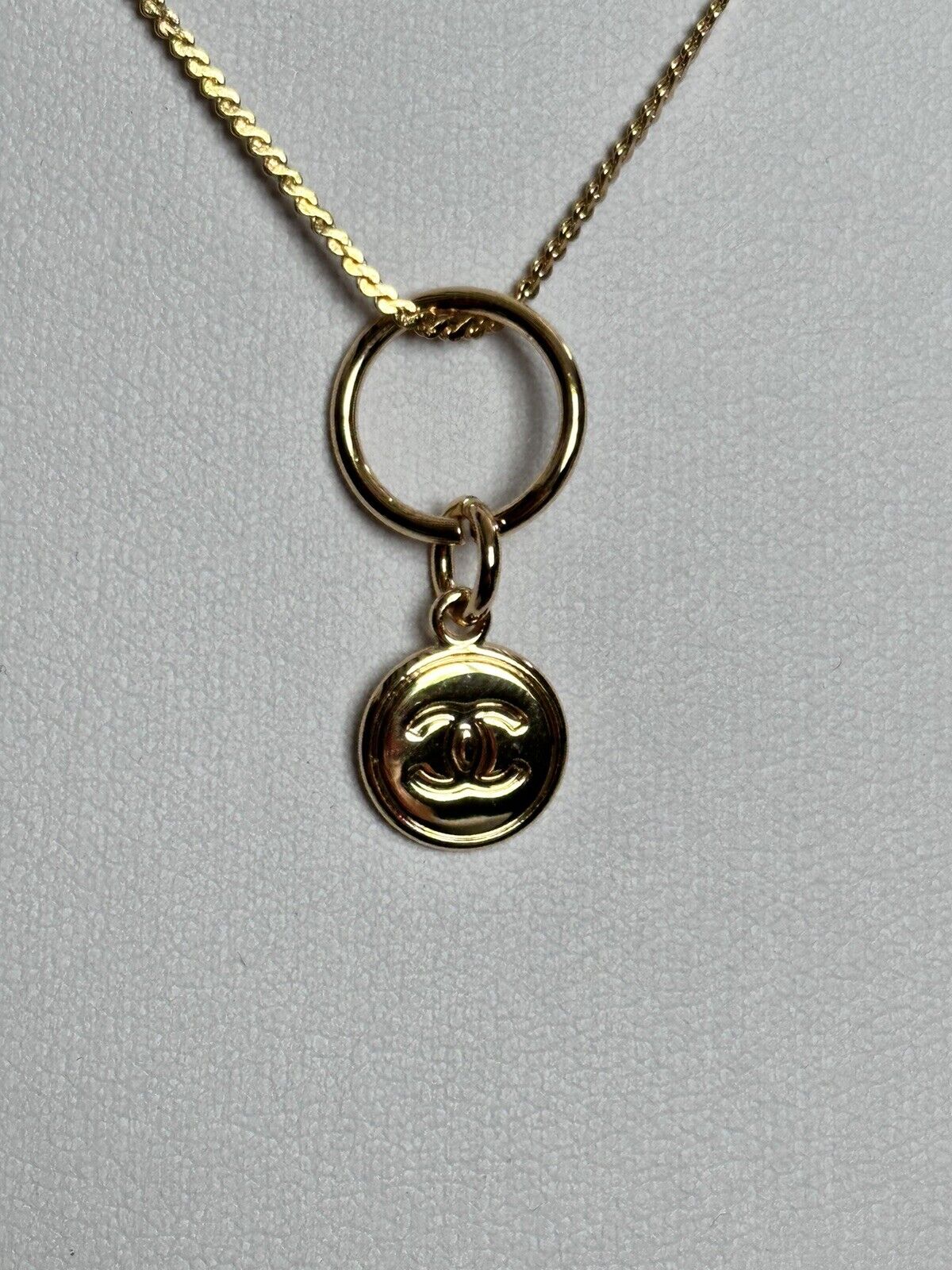 Genuine Chanel Charm Pendant Reworked On New 18ct Gold Plated Chain