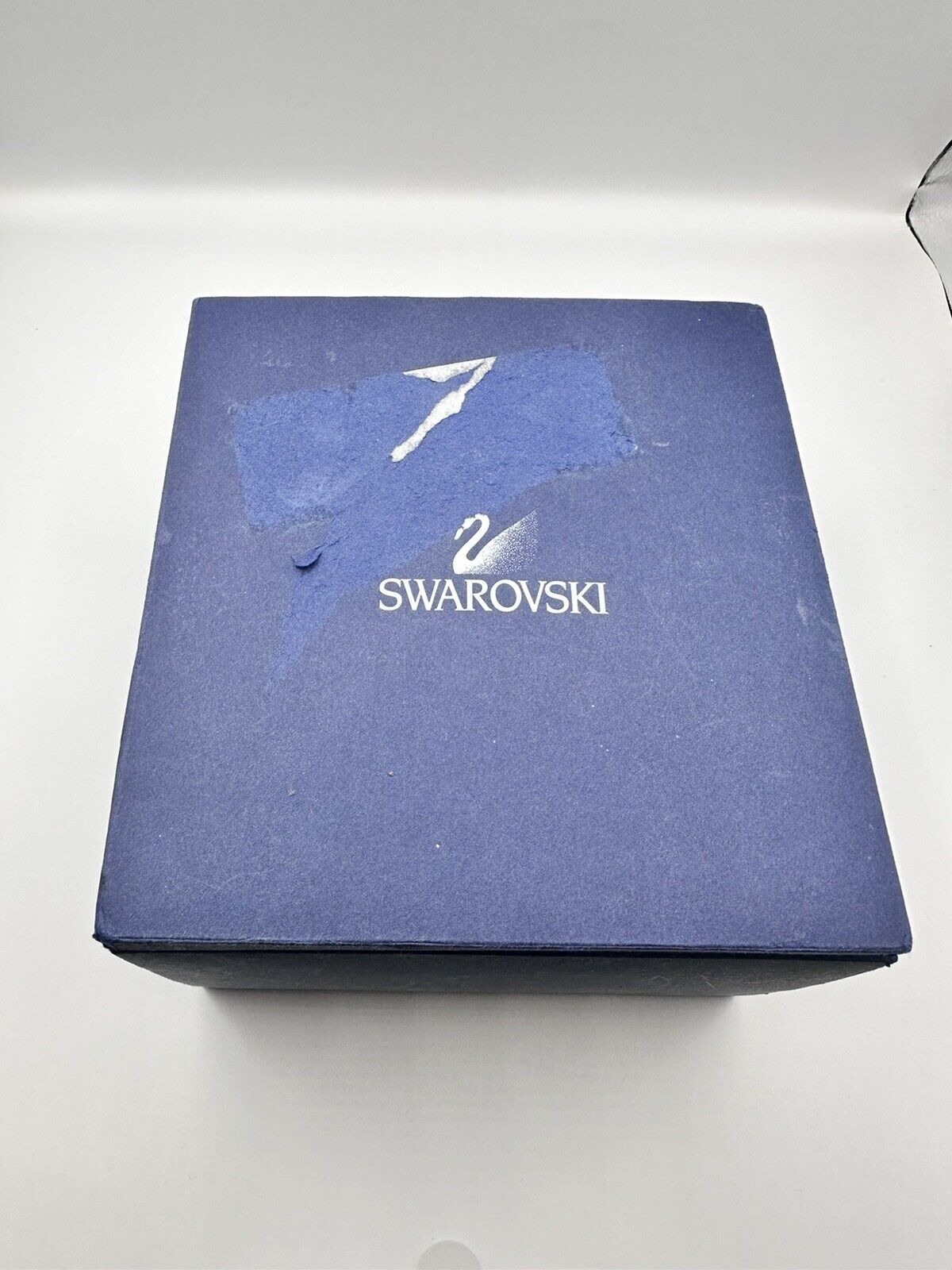 Genuine Swarovski Swan Signed Bottle Stopper Sapphire Boxed