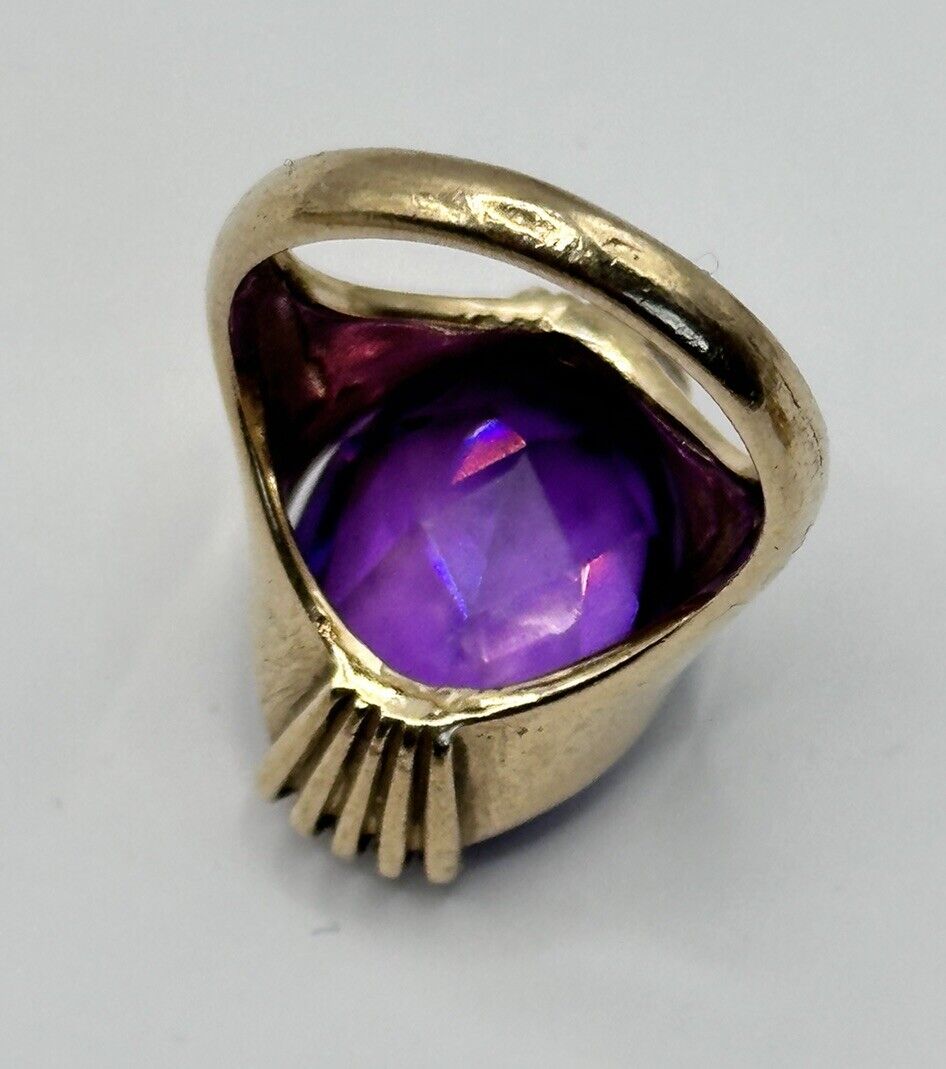 Vintage 9ct Gold Amethyst Statement Cocktail Ring