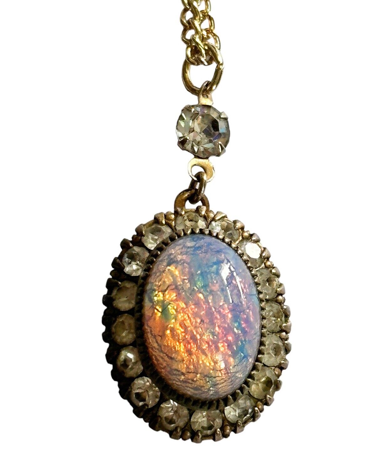 Vintage Dragons Breath Foiled Paste Pendant Necklace