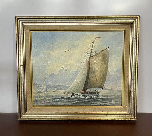 Marine Oil Painting, Signed G Ward And Dated