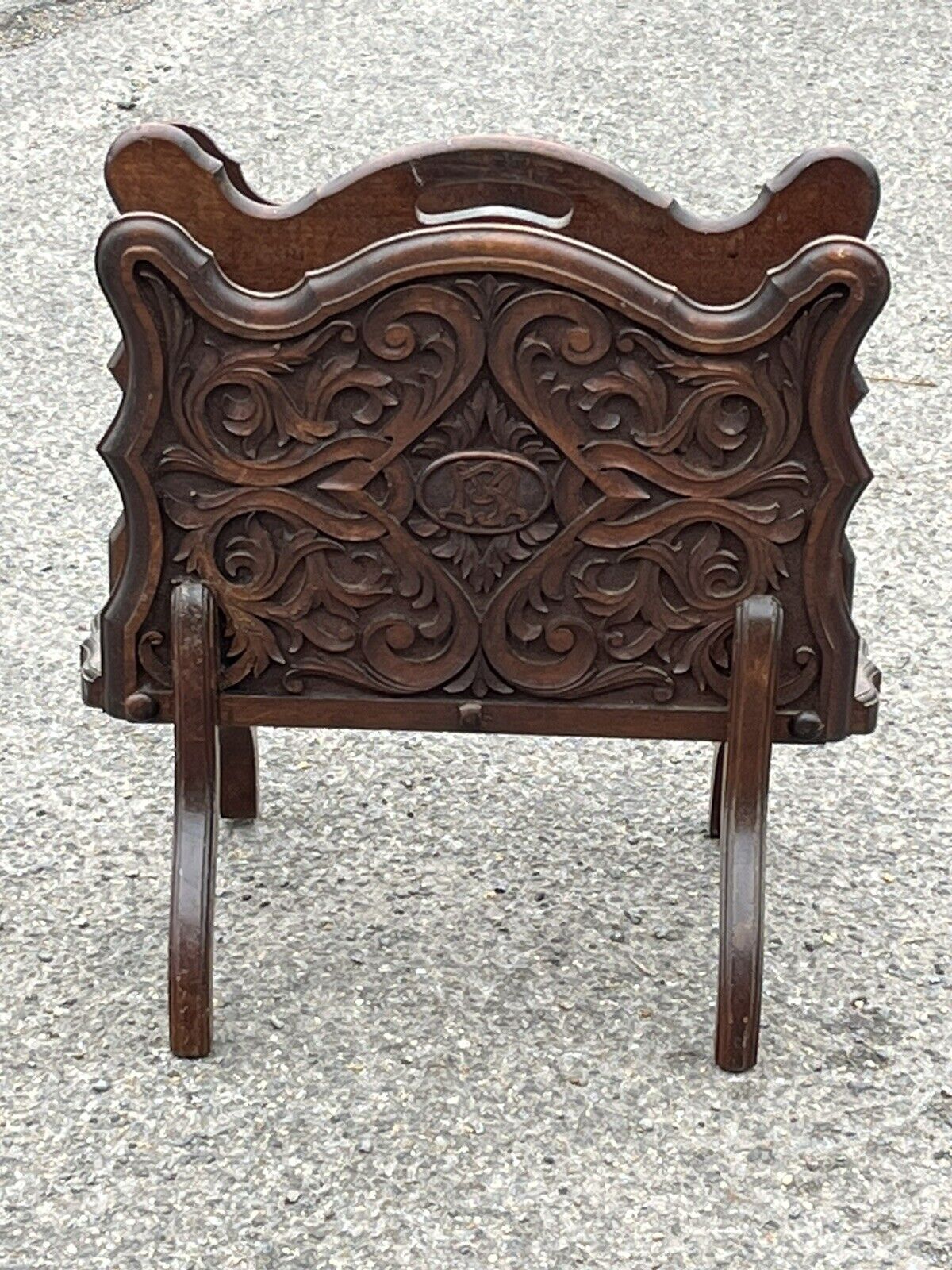 Victorian Magazine Rack / Canterbury. Fine Carved Decoration