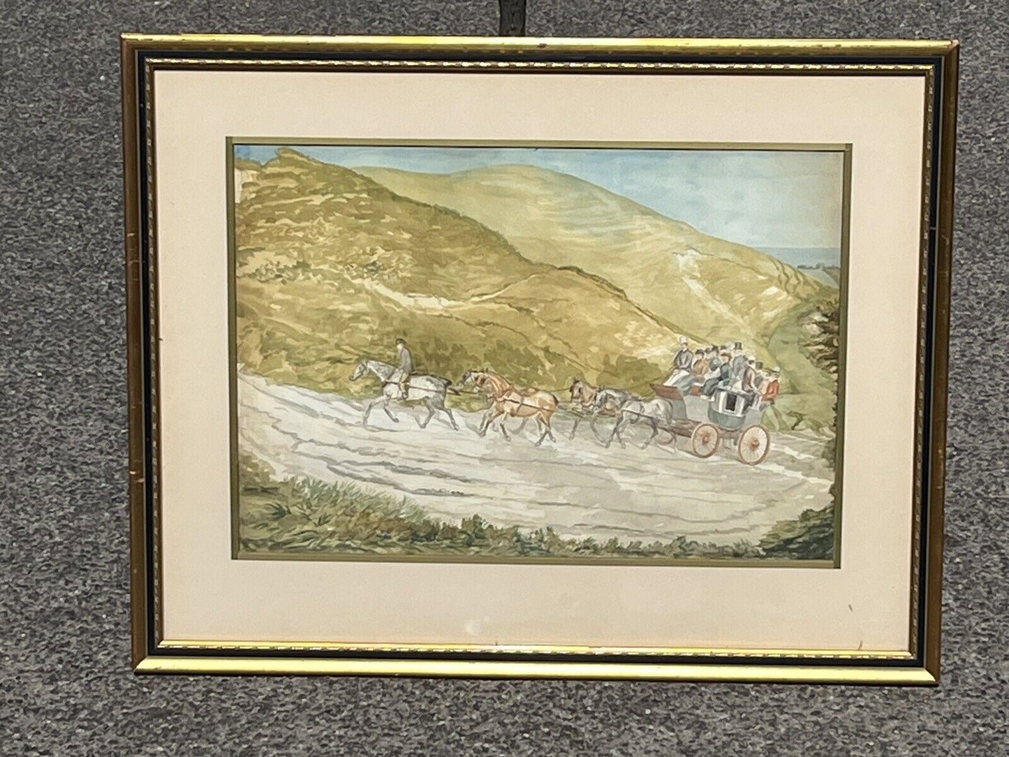 Folkestone & Canterbury Quicksilver Coach, Framed Watercolour.