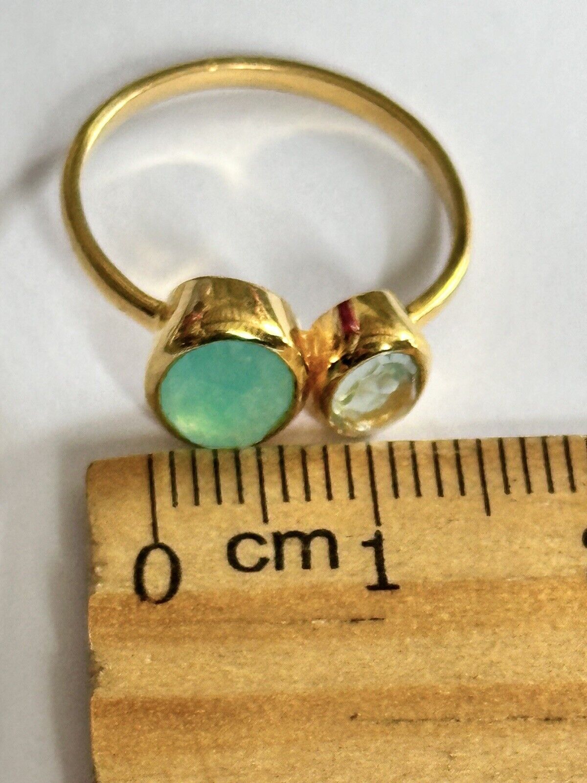 Vintage 18ct Gold Vermeil On Sterling Green Tourmaline Sapphire Ring