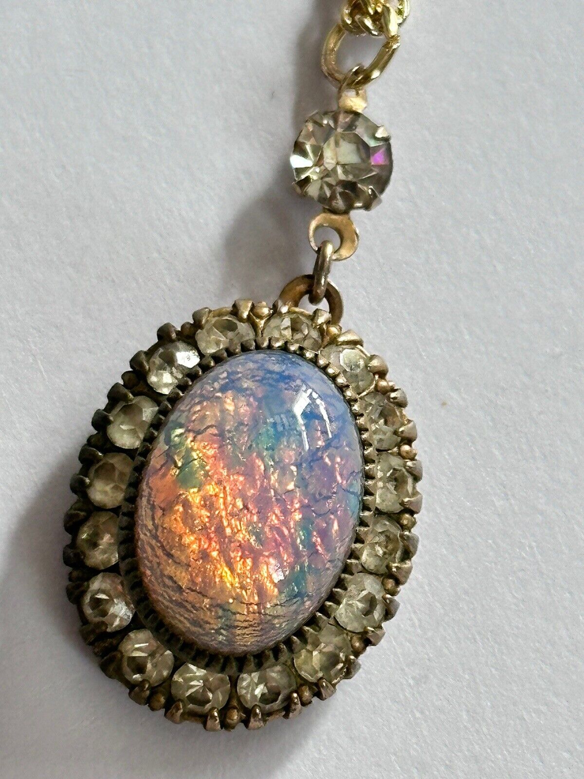 Vintage Dragons Breath Foiled Paste Pendant Necklace