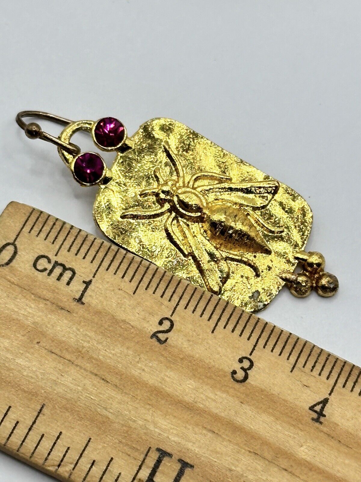 Vintage Gold Tone Bee Bug Drop Earrings