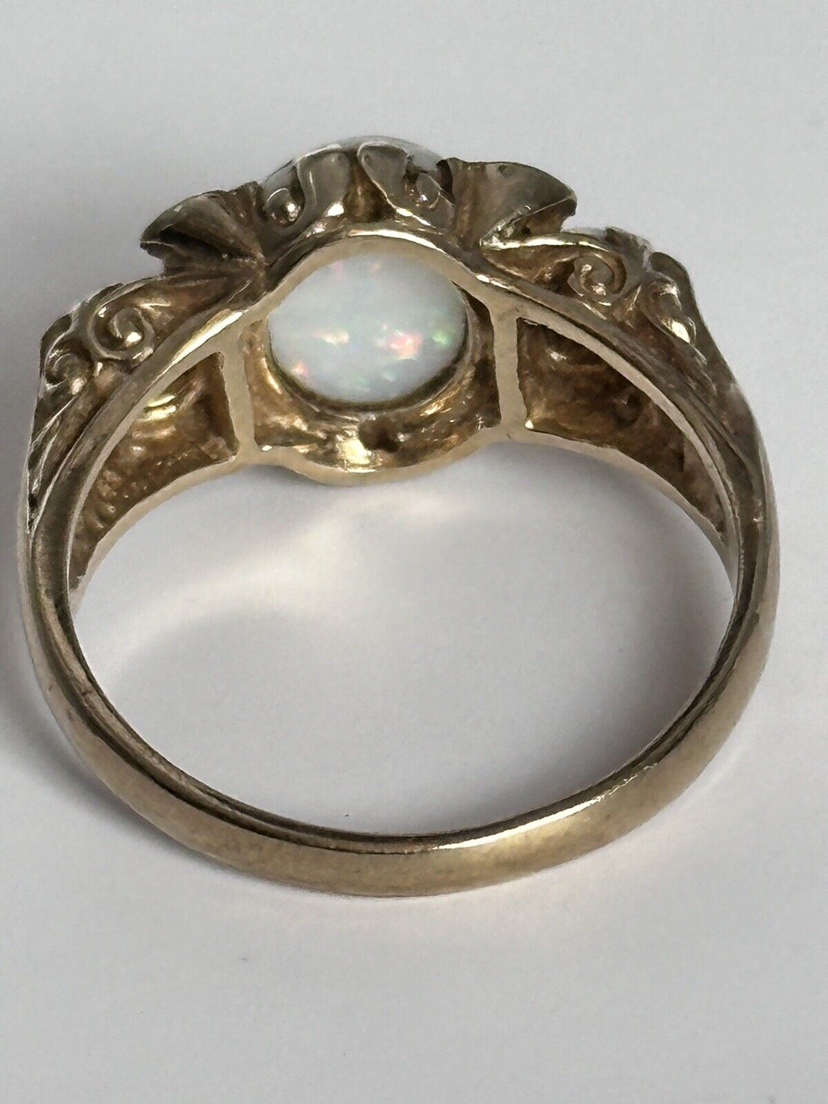 Vintage 9ct Yellow Gold Statement Opal Diamond Ring