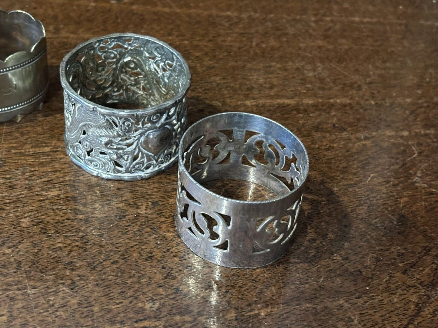 Silver Plate Napkin Rings, Set Of 6 & 3 Individual