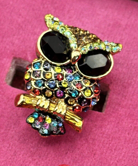 Vintage Butler And Wilson Multicoloured Adjustable Owl Ring