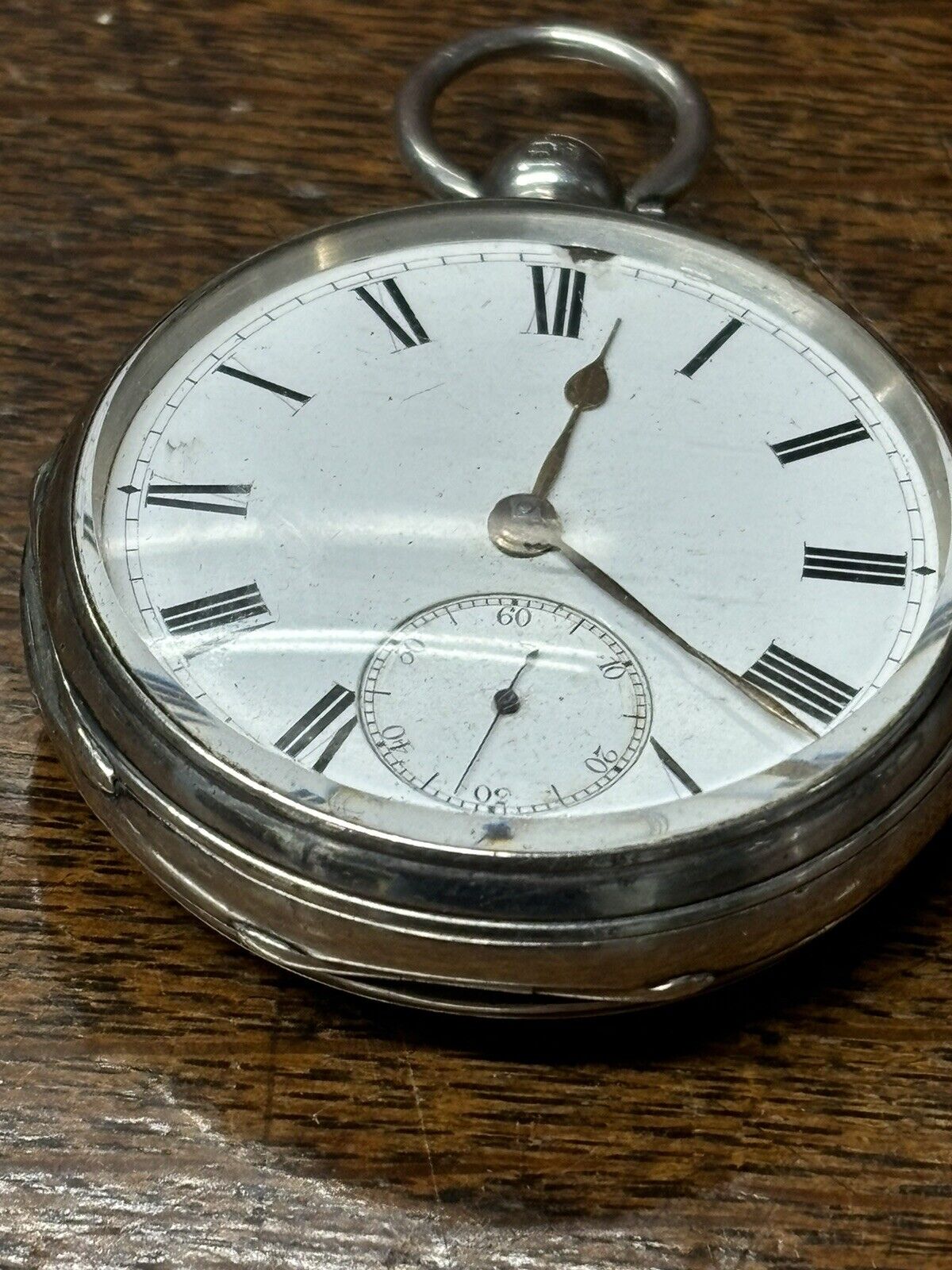 Men's Silver Pocket Watch. When Wound Ticking away Nicely