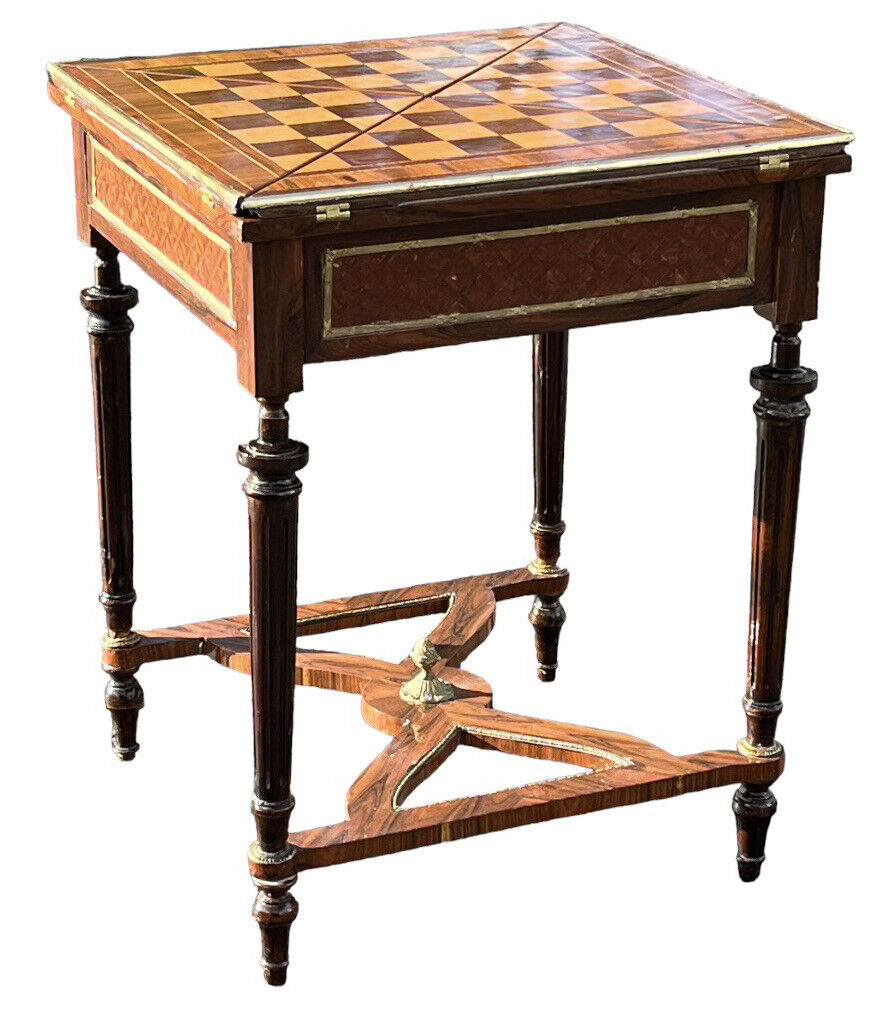 Chess & Games Table With Inlaid Top And Opening Playing Area.