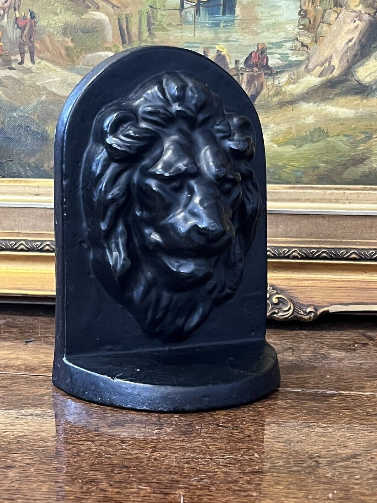 Antique Lion Head Cast Iron Doorstop