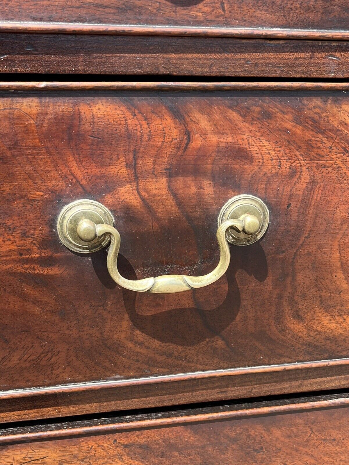 Georgian Mahogany Chest On Chest. Original Brass Handles, Bracket Feet.