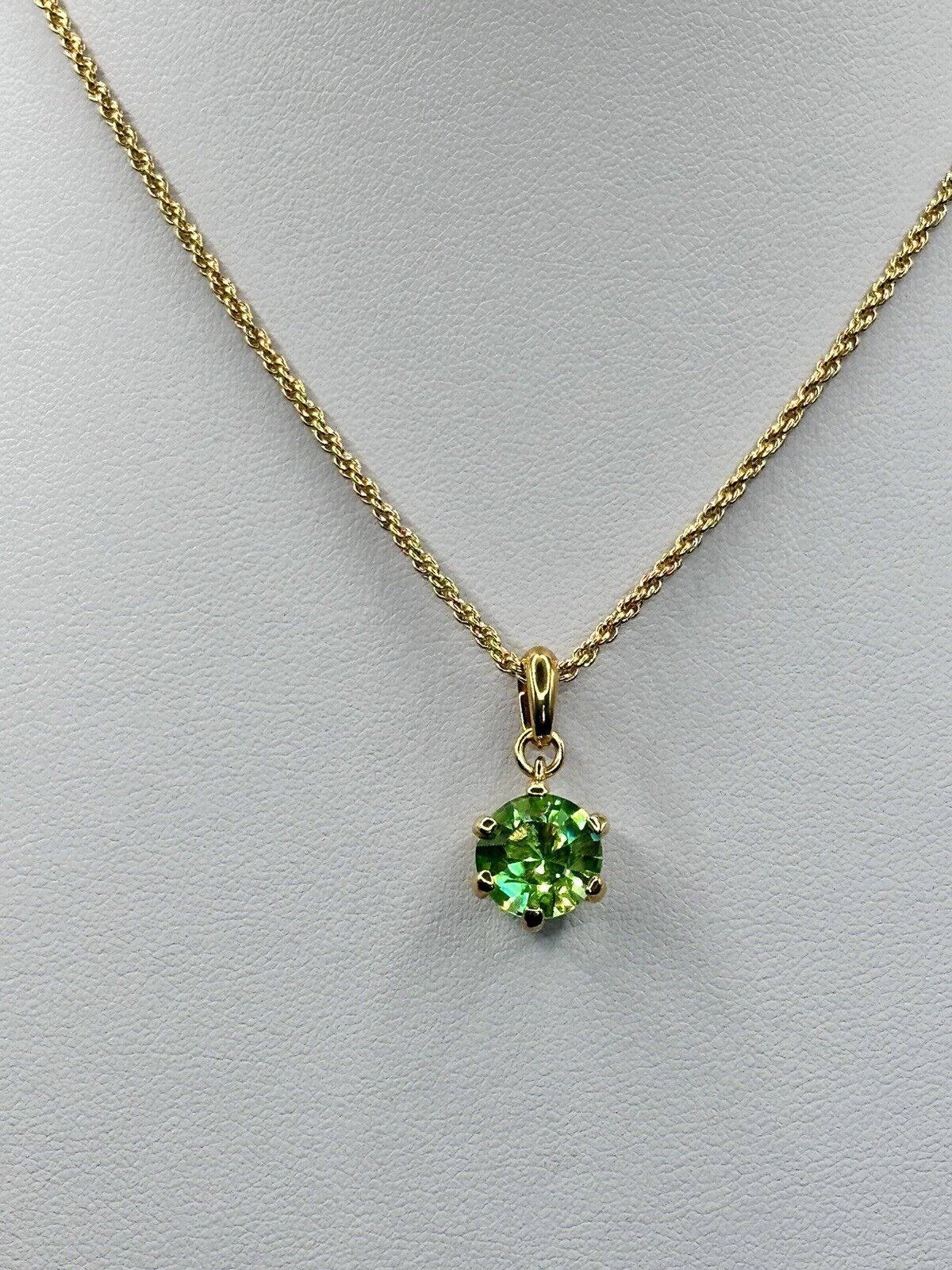 Gold Plated Necklace Made With Green Swarovski Crystal New Old Stock