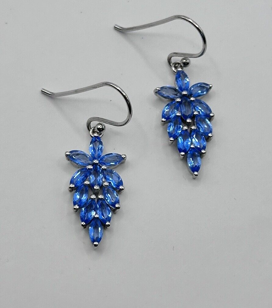 Vintage Silver 925 Blue Stone Drop Earrings