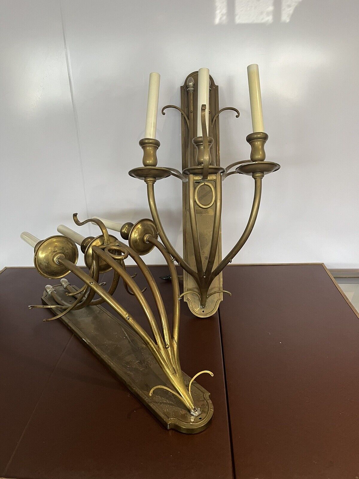 Brass Wall Light Sconces, Large & Impressive