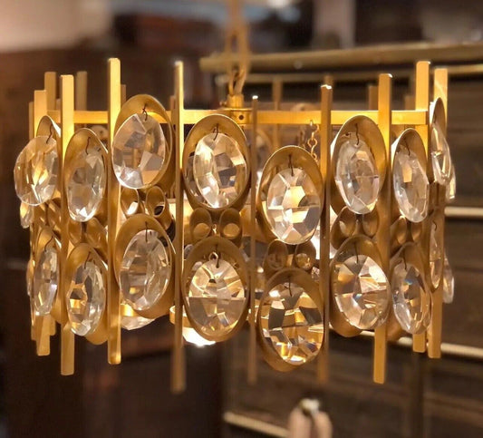 Mid Century Gilt Brass Chandelier by Palwa, circa 1970s