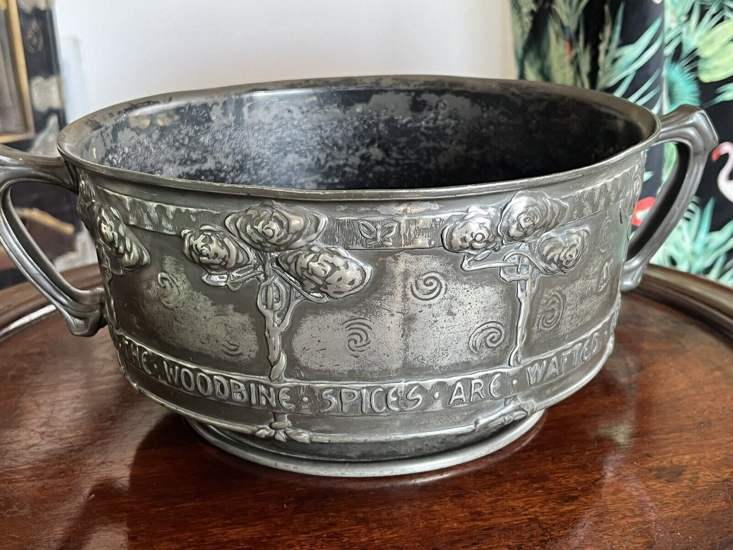 Liberty & Co Tudric Arts & Crafts 2 Handle Pewter Rose Bowl By David Veasey