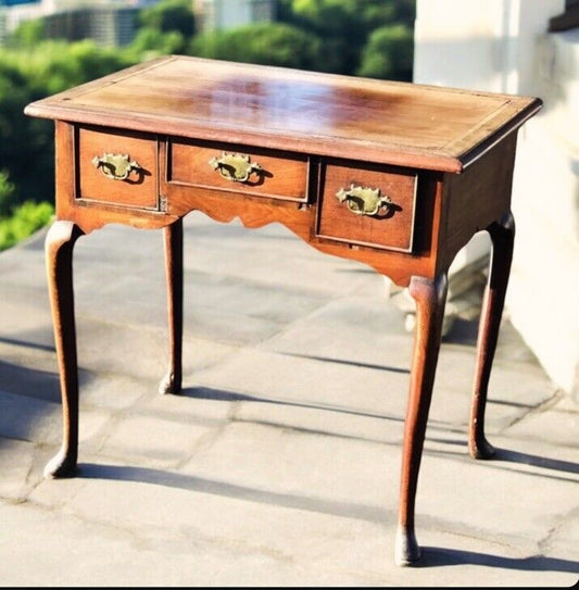 Georgian Walnut Lowboy With Brass Handles. Make Great Hall Or Console Table