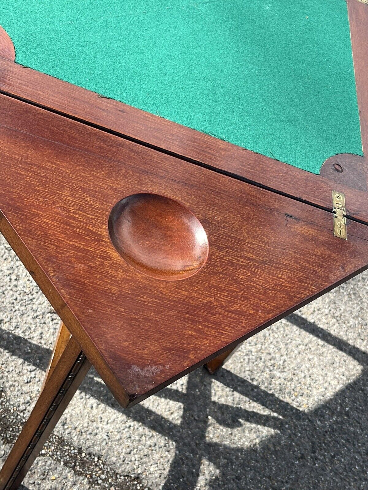 Victorian Games Table , Green Baized Playing Area with Counter Holders