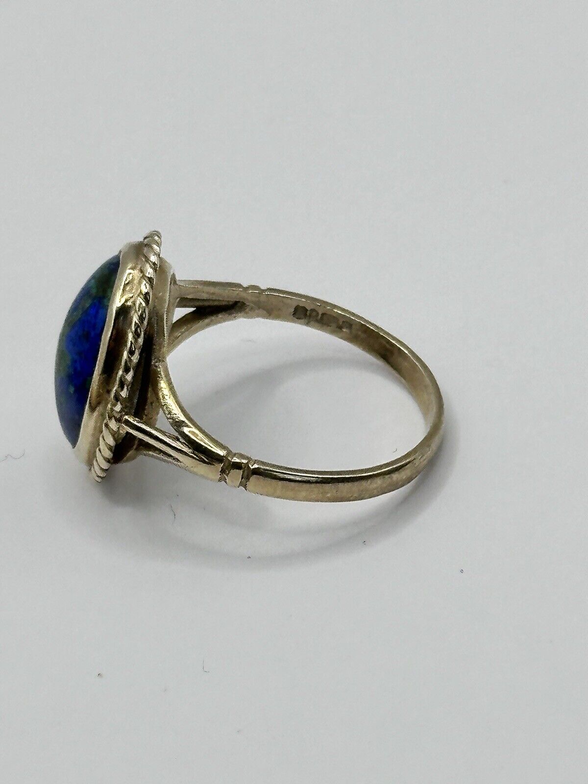 Antique Vintage 9ct Gold Azurite Malachite Ring