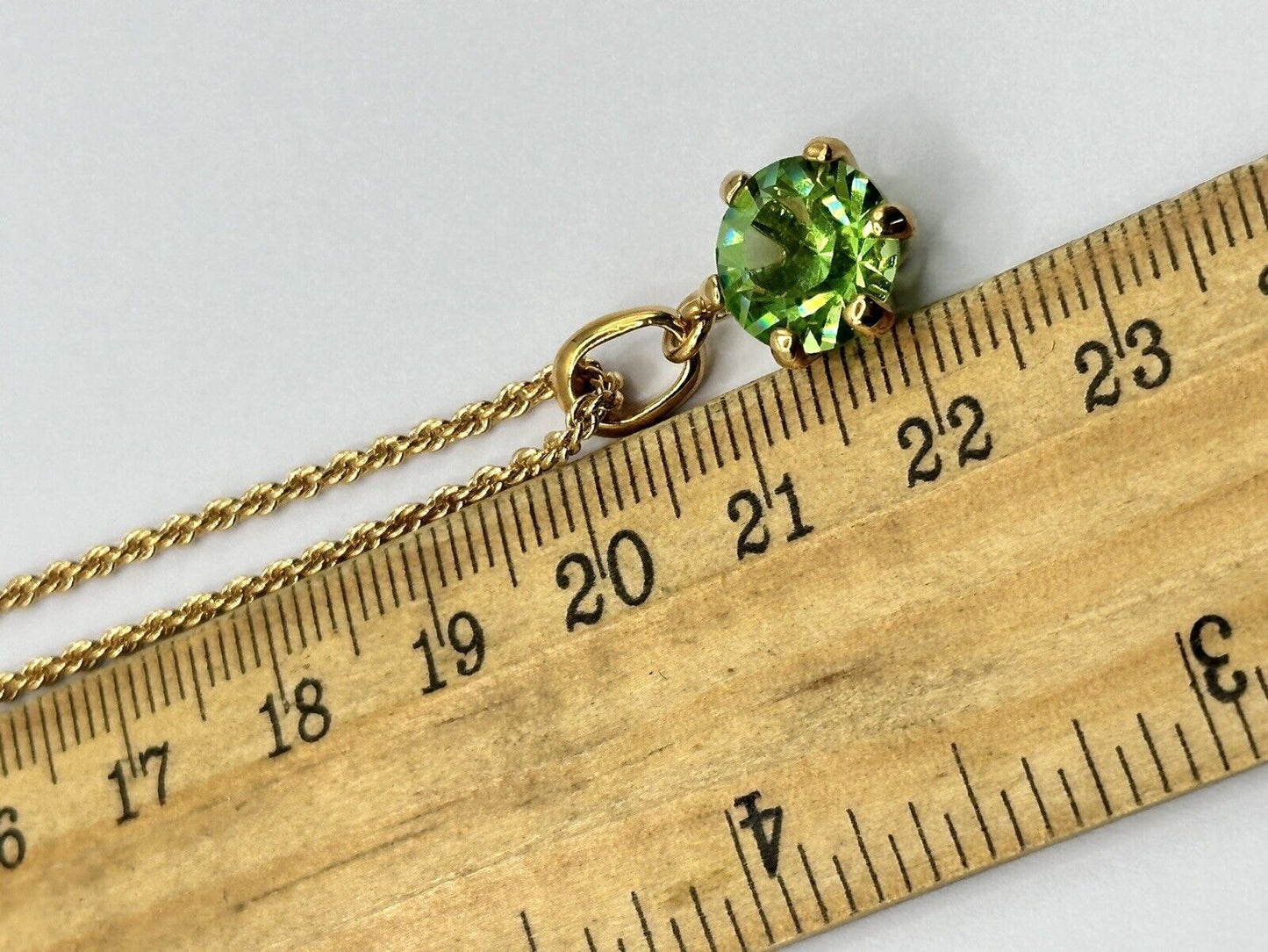 Gold Plated Necklace Made With Green Swarovski Crystal New Old Stock