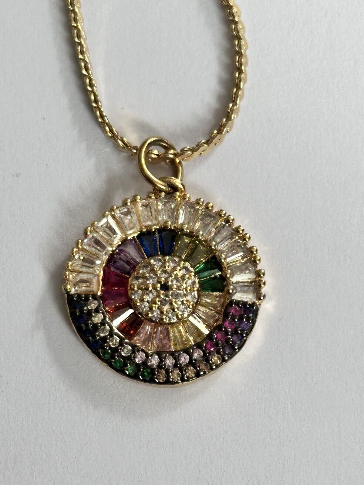 Vintage Gold Plated Multicoloured Crystal Stone Necklace