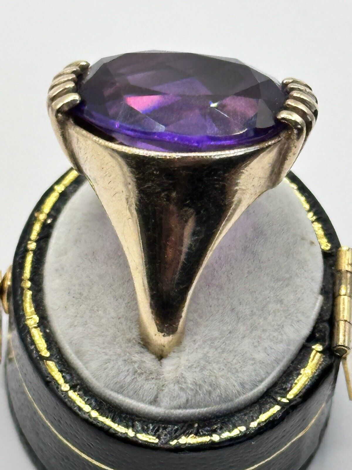 Vintage 9ct Gold Amethyst Statement Cocktail Ring