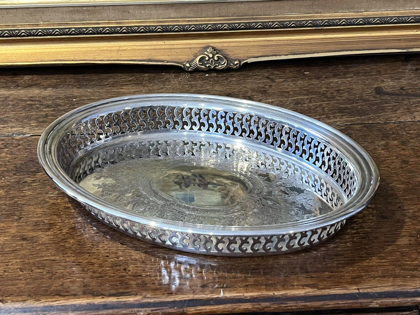 Silver Plate Gallery Drinks Tray.