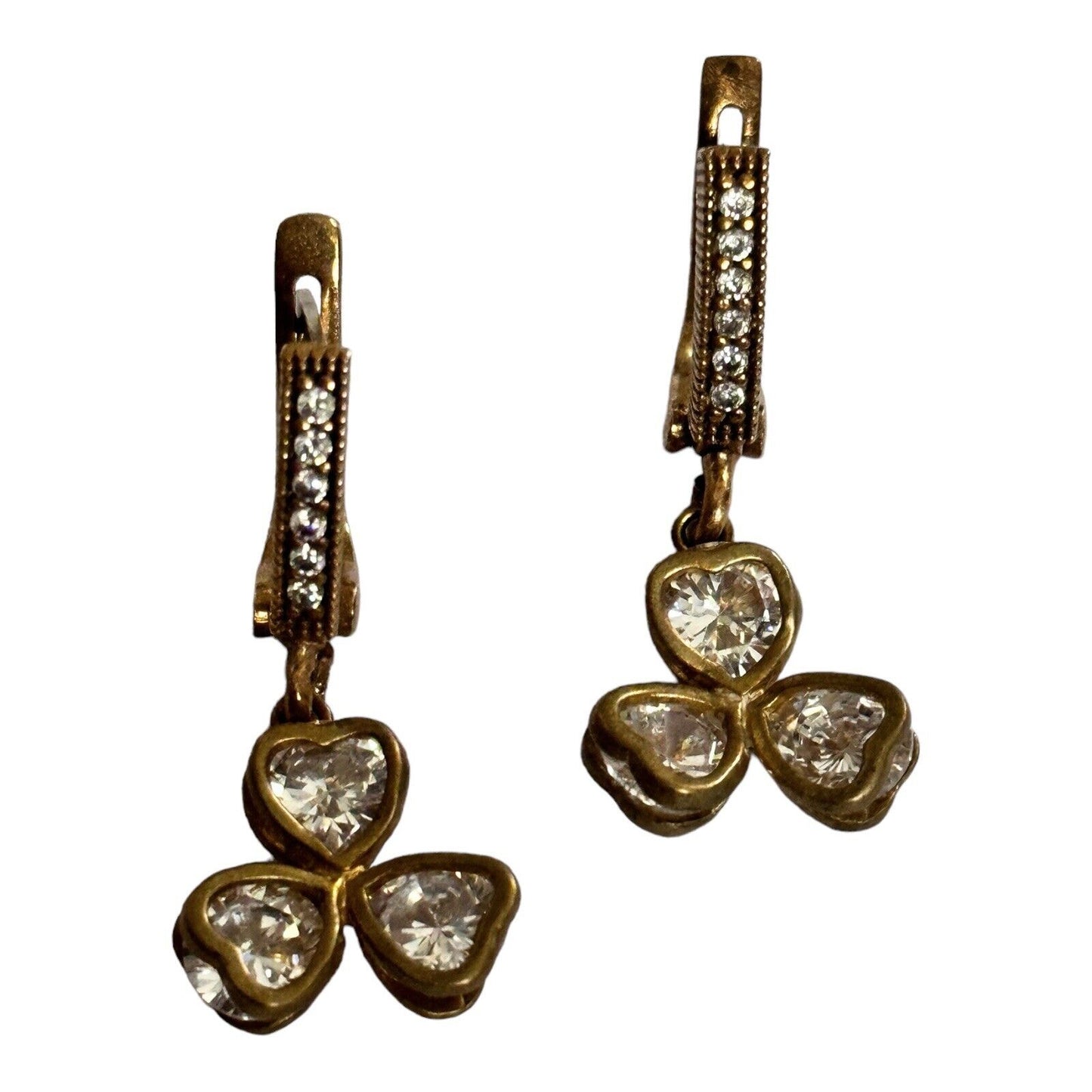 Vintage Clover Diamanté Drop Earrings