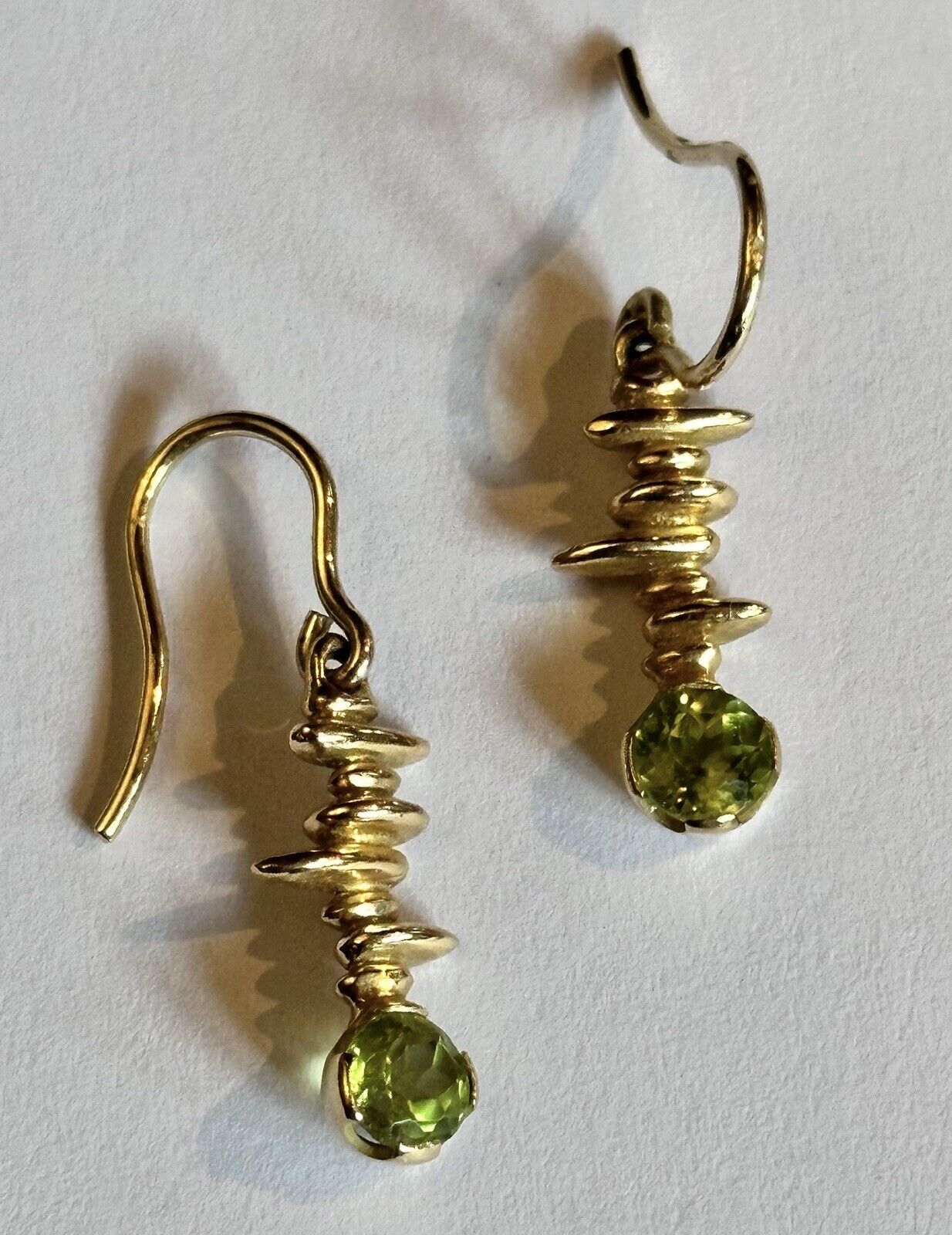 Vintage 14ct Gold Peridot Drop Earrings