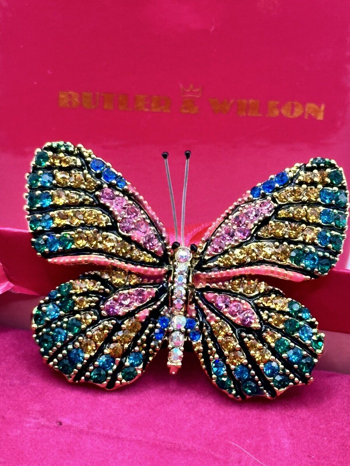 Butler And Wilson Butterfly Multicoloured Brooch Boxed