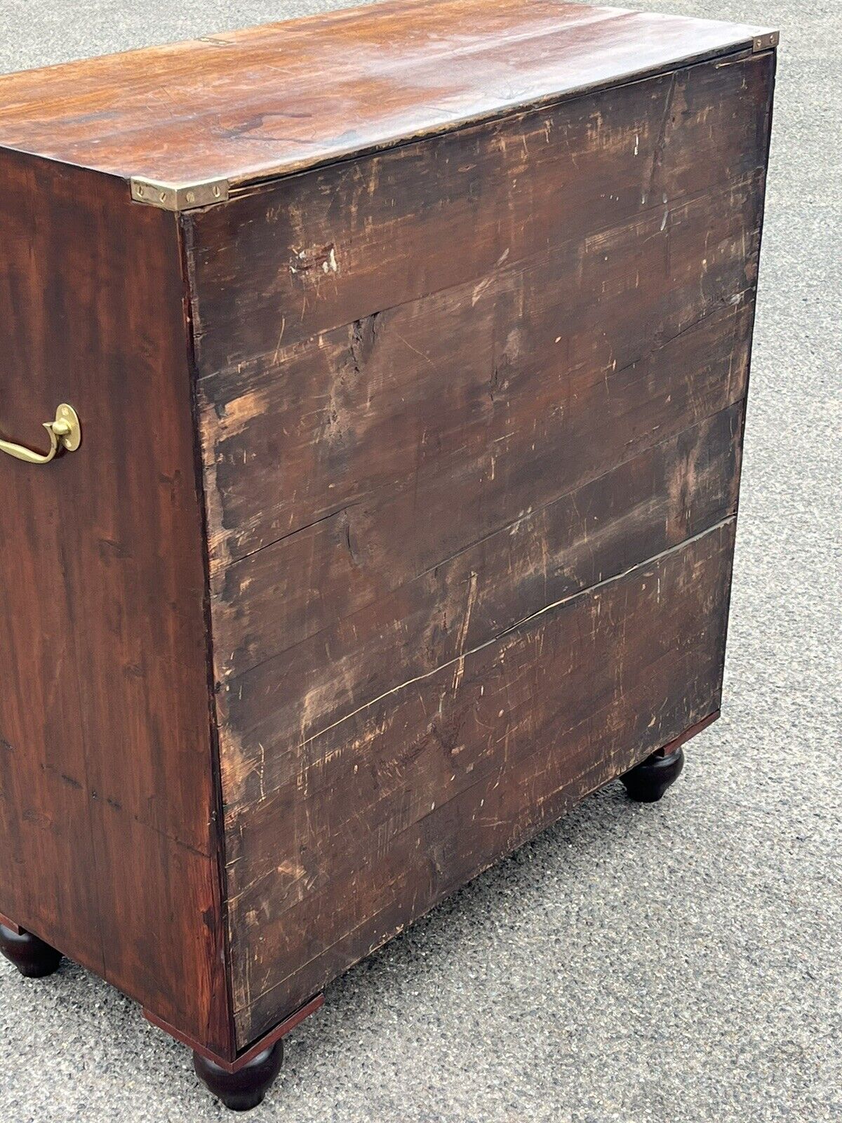 Campaign Chest Of Drawers. Brass Handles & Brass Bound.