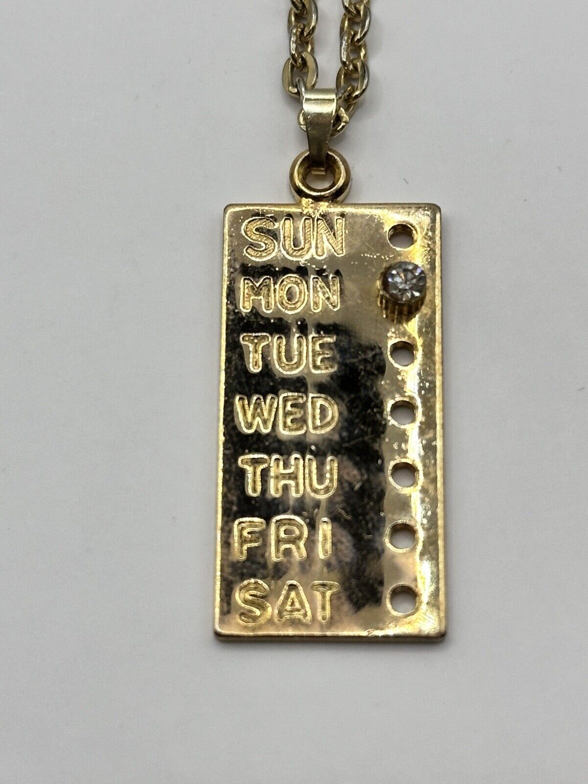 Vintage Gold Tone Days Of The Week Changeable Diamanté Necklace