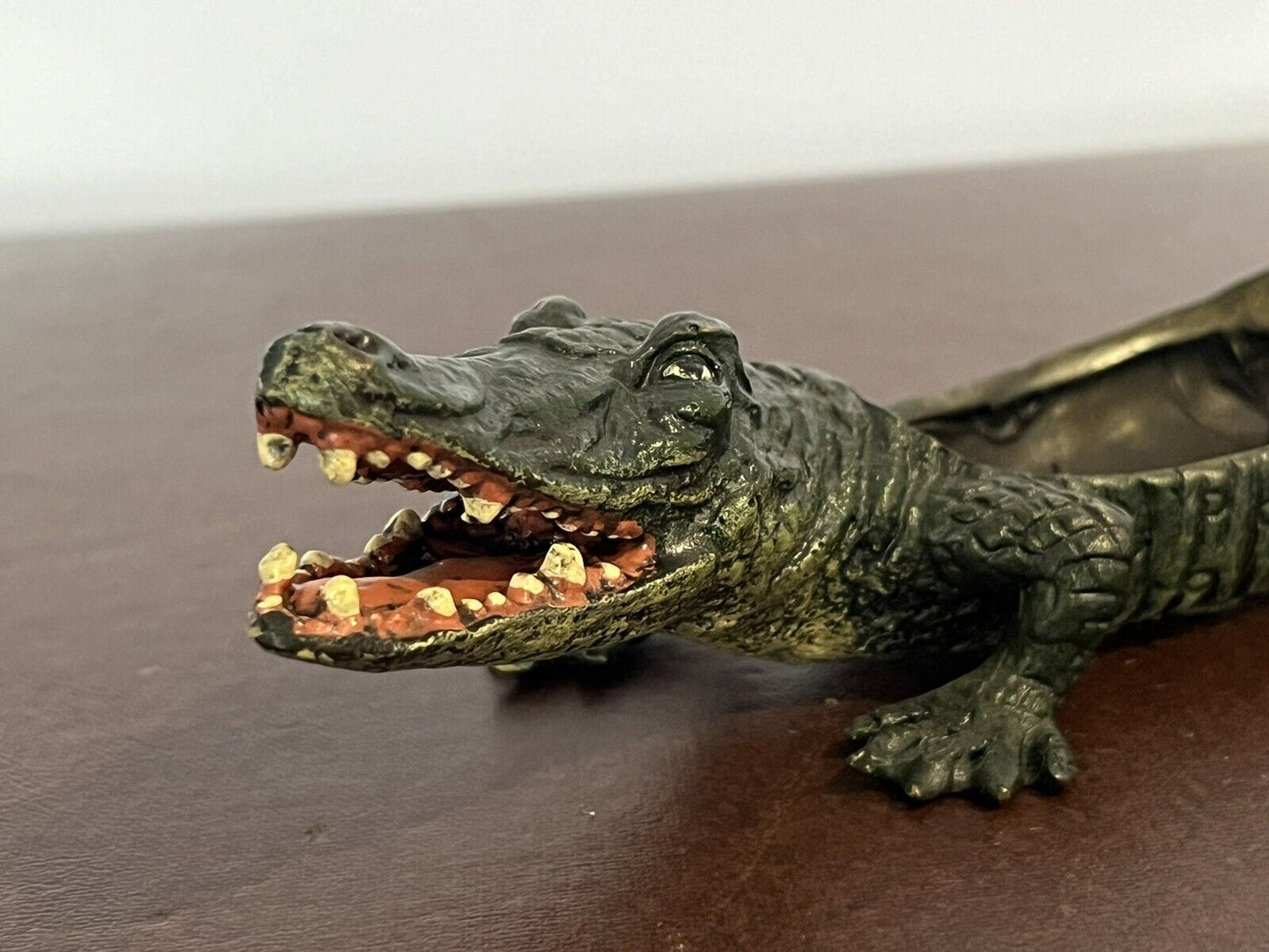 Cold Painted Bronze Crocodile / Alligator Pin Tray