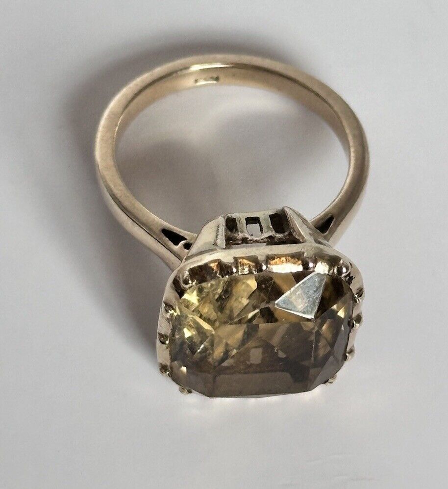 Vintage 9ct Gold Citrine Statement Cocktail Ring