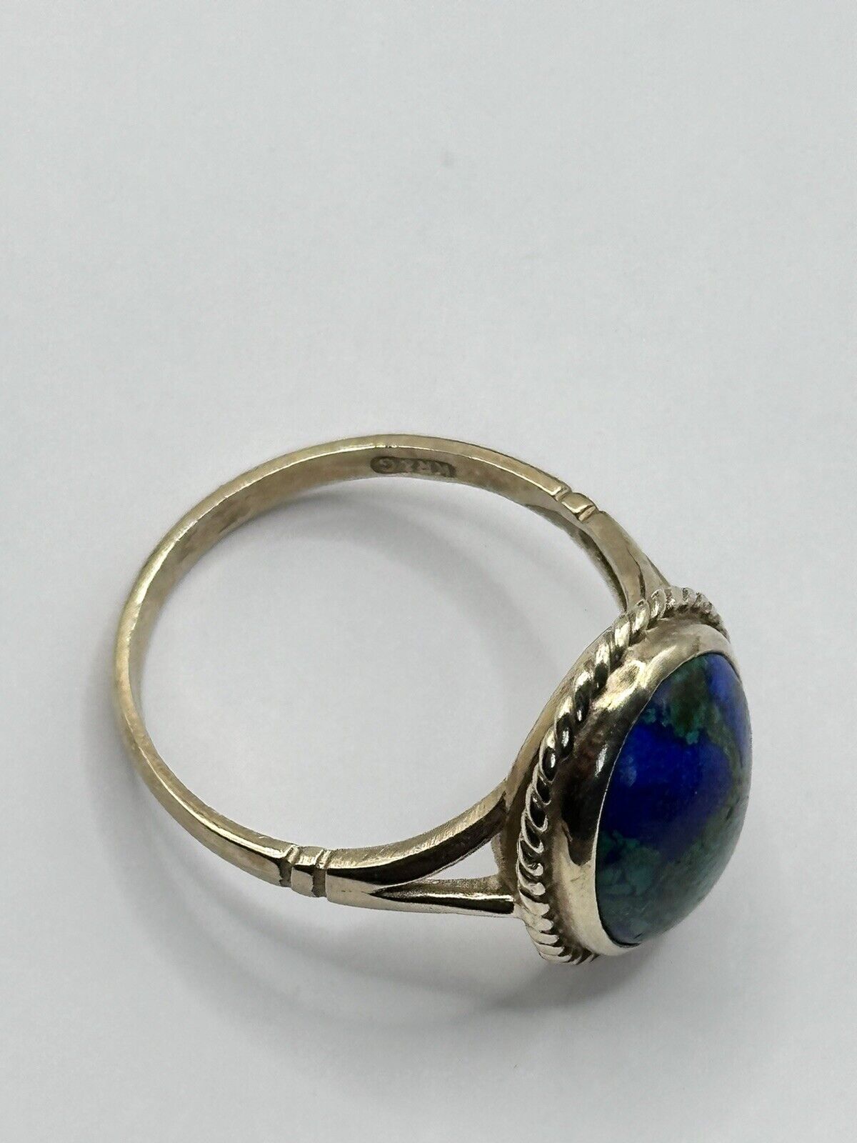 Antique Vintage 9ct Gold Azurite Malachite Ring