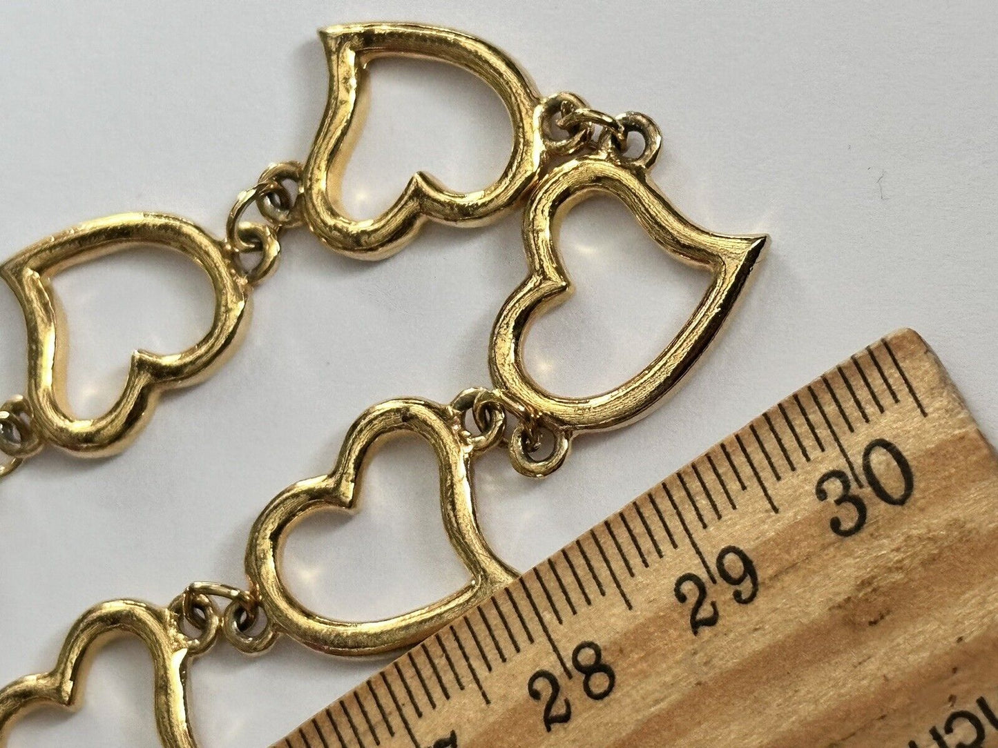 Vintage Signed Corocraft Gold Plated Hearts Long Length Necklace