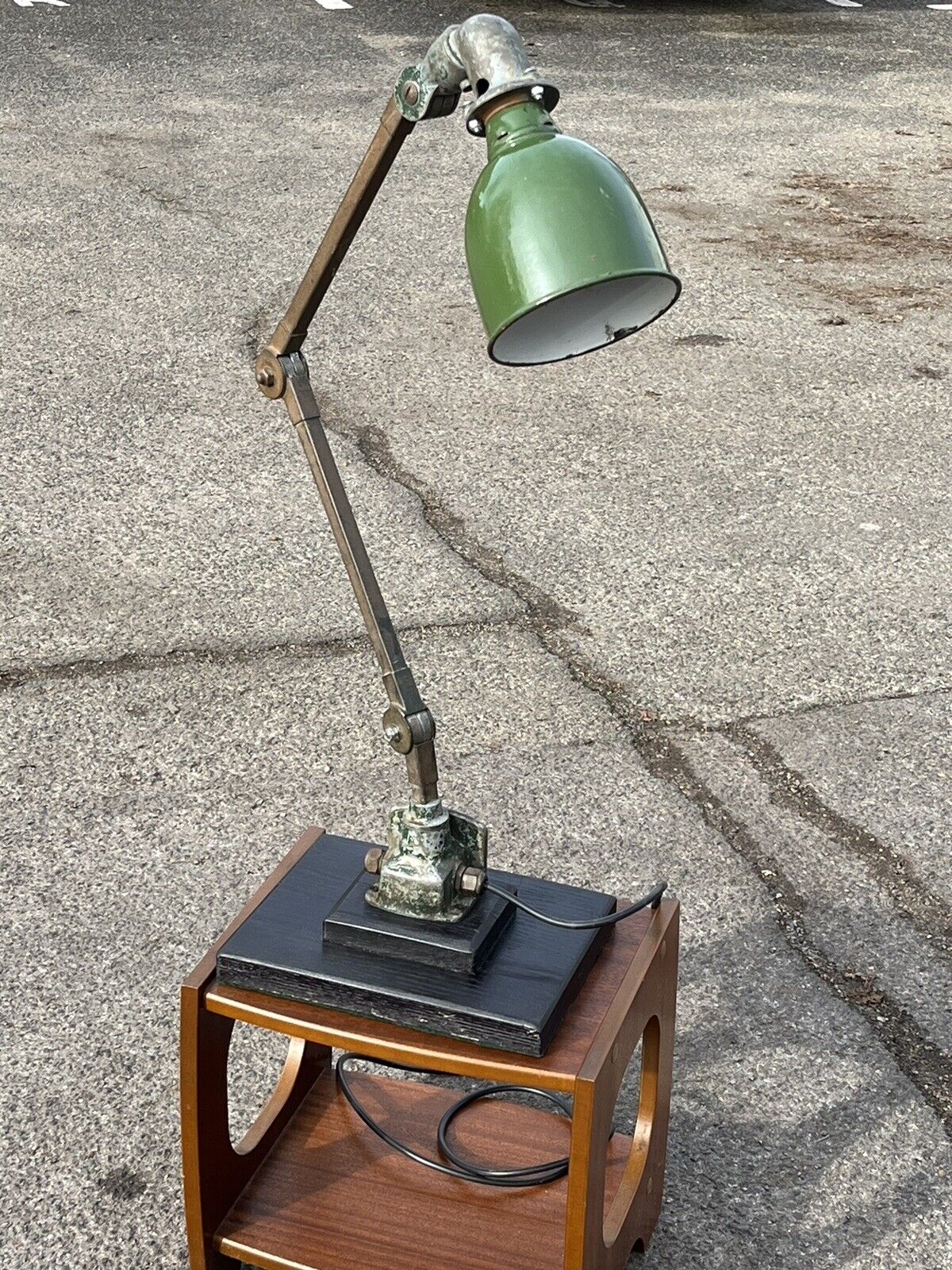 Industrial Angle Poise Lamp With Green Enamel Shade