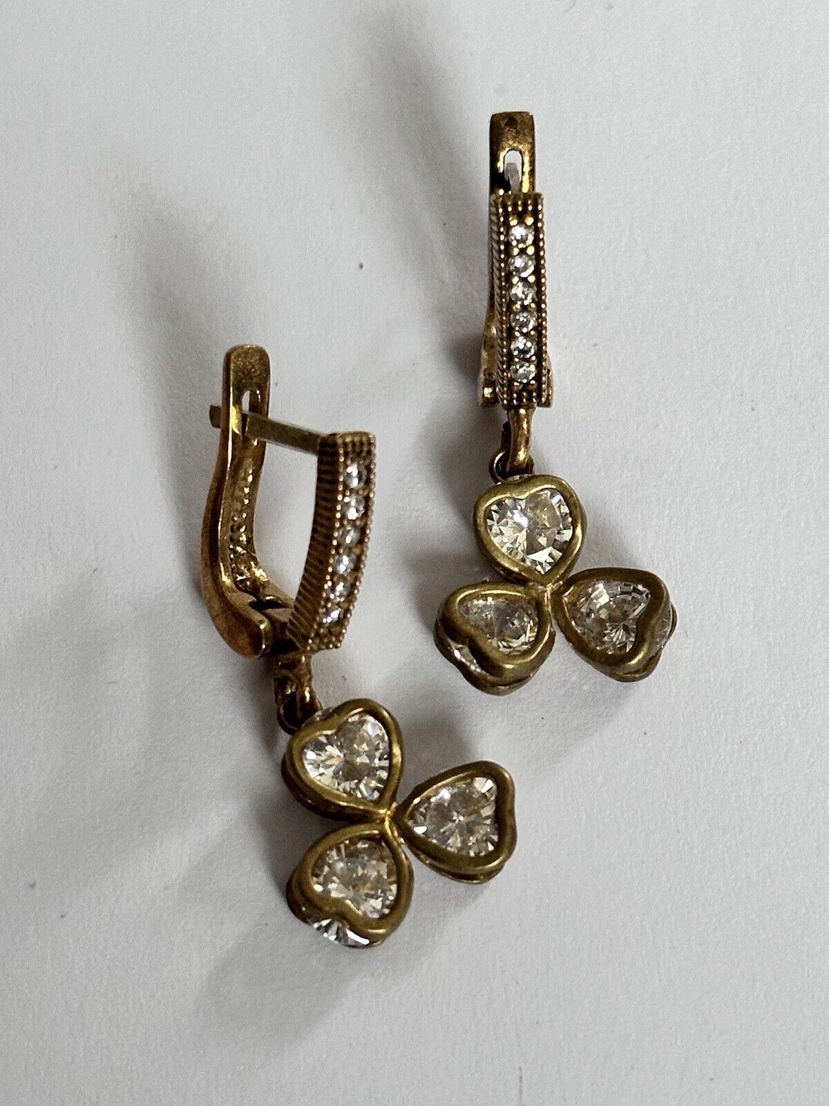 Vintage Clover Diamanté Drop Earrings