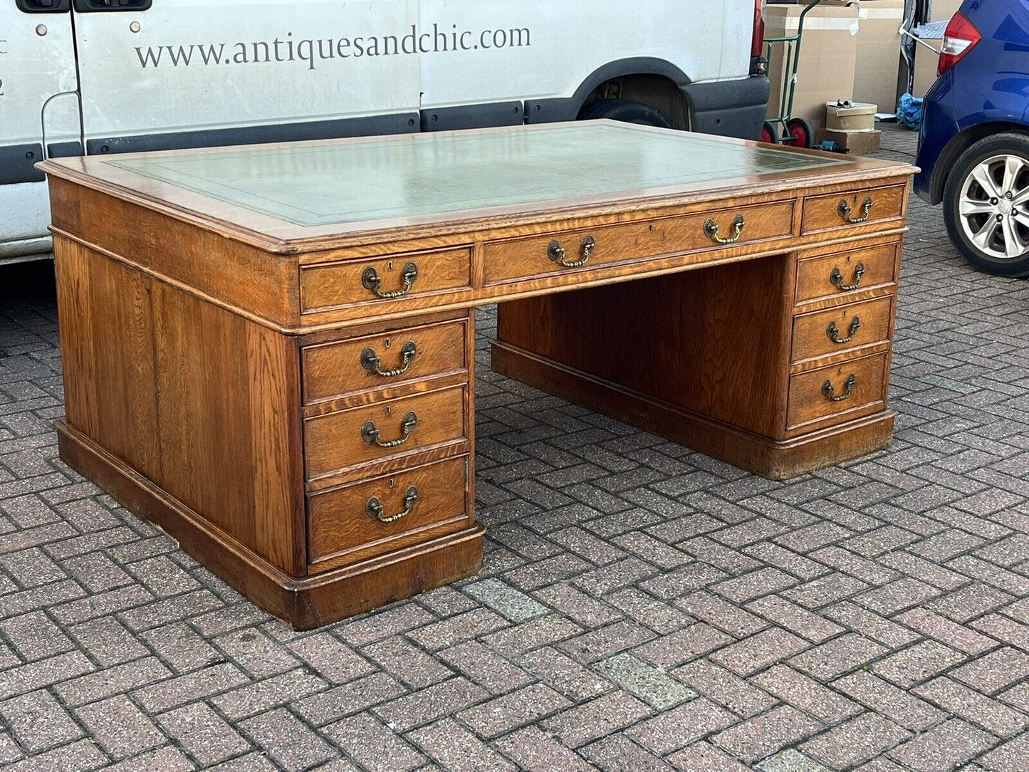 Victorian Mahogany 6x4ft  Double Sided Oak Partners Desk