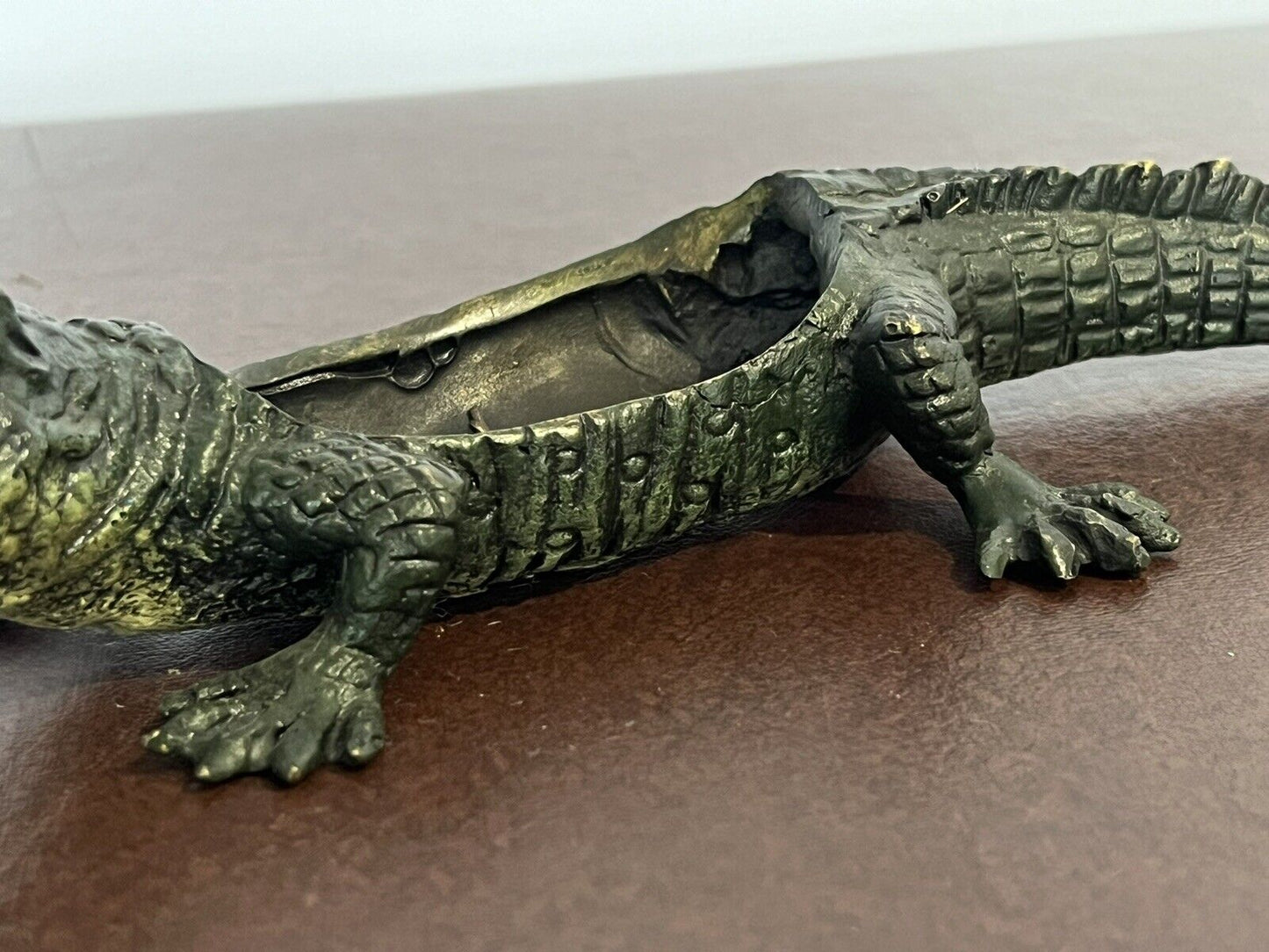 Cold Painted Bronze Crocodile / Alligator Pin Tray