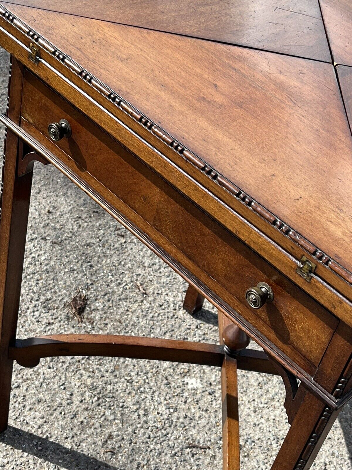 Victorian Games Table , Green Baized Playing Area with Counter Holders