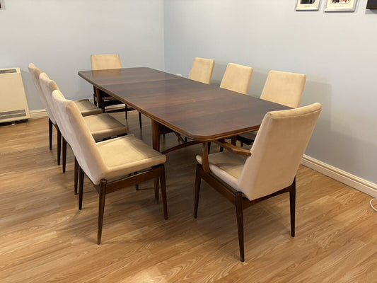 Archie Shine Extending Rosewood Dining Table & 8 Chairs.